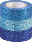 Set 3 benzi adezive decorative cu glitter (sclipici)-albastru