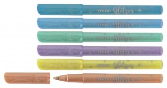 Carioci cu glitter pastelate Stylex 6 culori/set