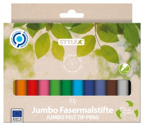 Carioci Stylex Jumbo Green Deal 12 culori/set, 1-3 mm
