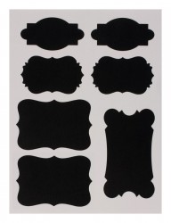 Etichete autoadezive negre design retro -set cu 7 etichete/coala