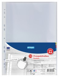Set 15 file protectie A4 din plastic transparent cristal Stylex