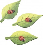 Decoratiuni din lemn 2,9 cm -6 buc/set-Ladybird on leaf