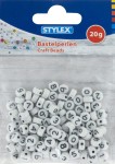 Margele din plastic rotunde albe 7 mm cu cifre Stylex, 20 gr