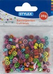 Margele din plastic rotunde colorate 7 mm cu modele Stylex, 20 gr