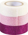 Set 3 benzi adezive decorative cu glitter (sclipici)-roz