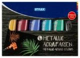 Set acuarele acrilice culori metalizate Stylex 6 culori x 75 ml