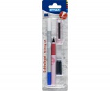 Set roller roz Stylex cu 2 patroane cerneala albastra si creion pic cu rescriere